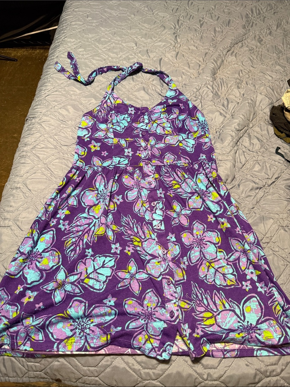 Purple Floral Halter Sundress